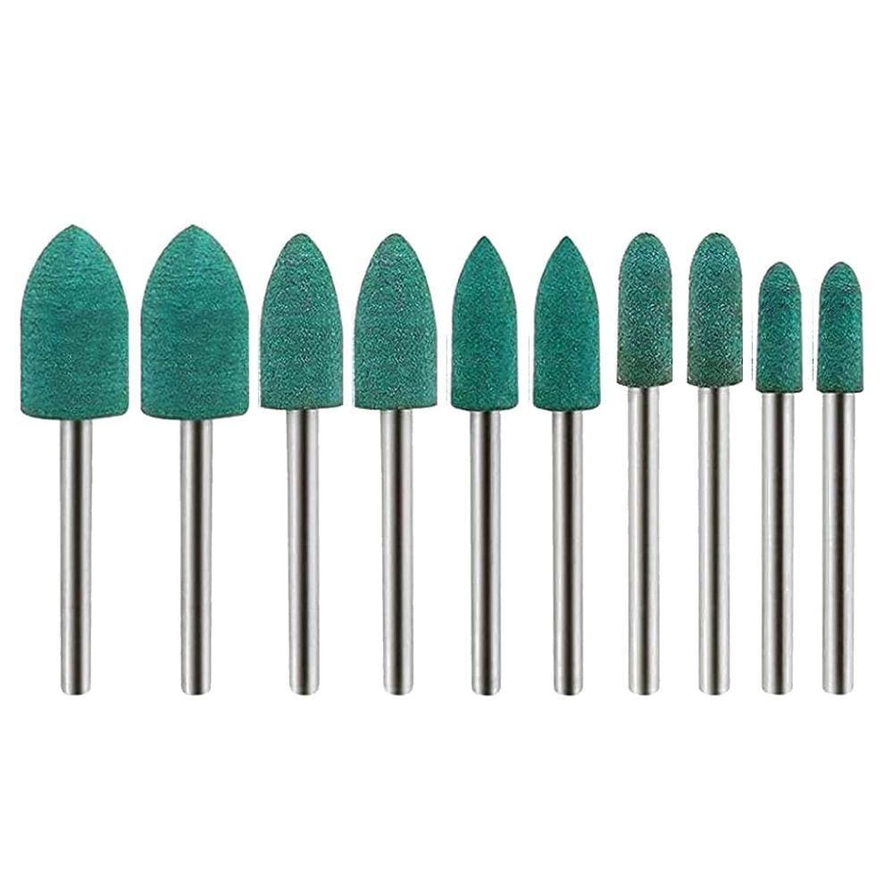 Kit 10 Pontas Montadas De 4 A 10Mm Borracha Cônica Haste 3Mm
