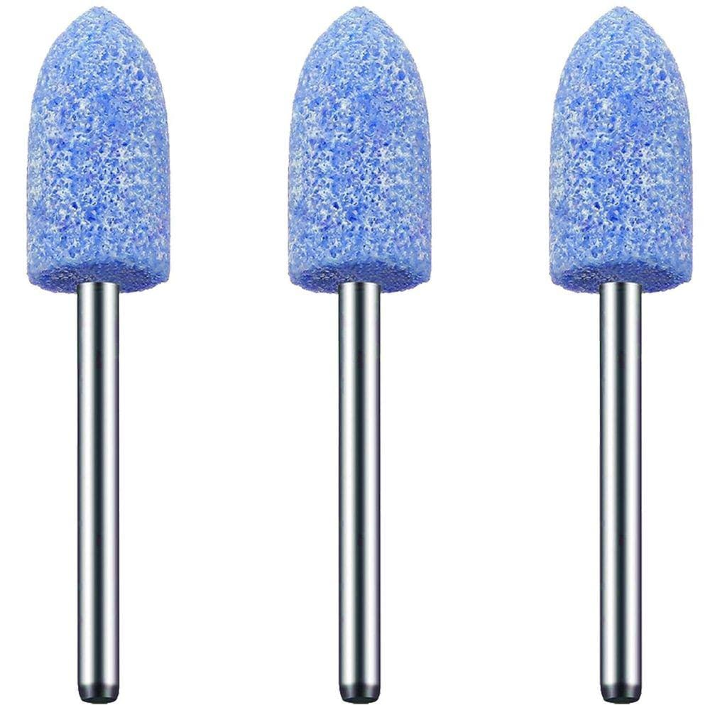Kit 3 Ponta Montada 10Mm Azul Bala Haste 3Mm Micro Retífica
