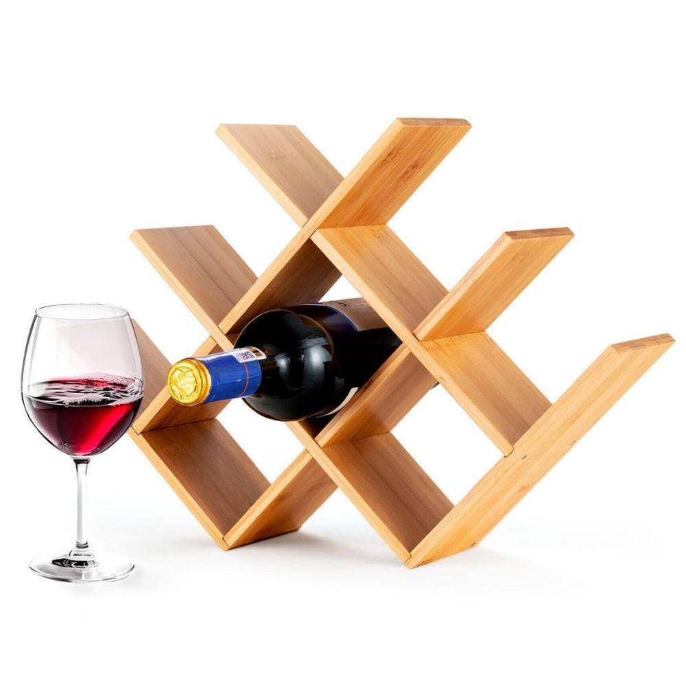 Adega Suporte Para Vinho De Bambu 43X30 Cm