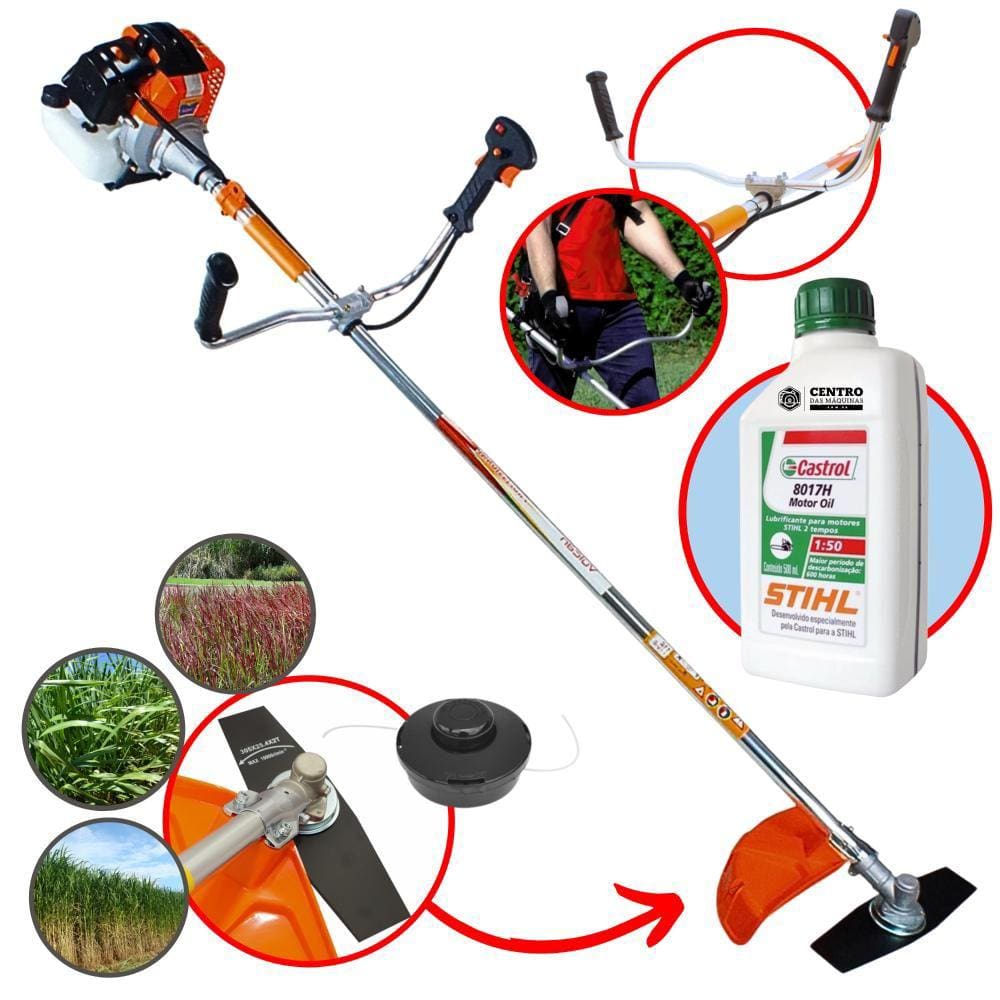Roçadeira Com ÓLEO STIHL Profissional Lateral Vulcan VR430S 43cc Robusta e de Alta Potência e Performance