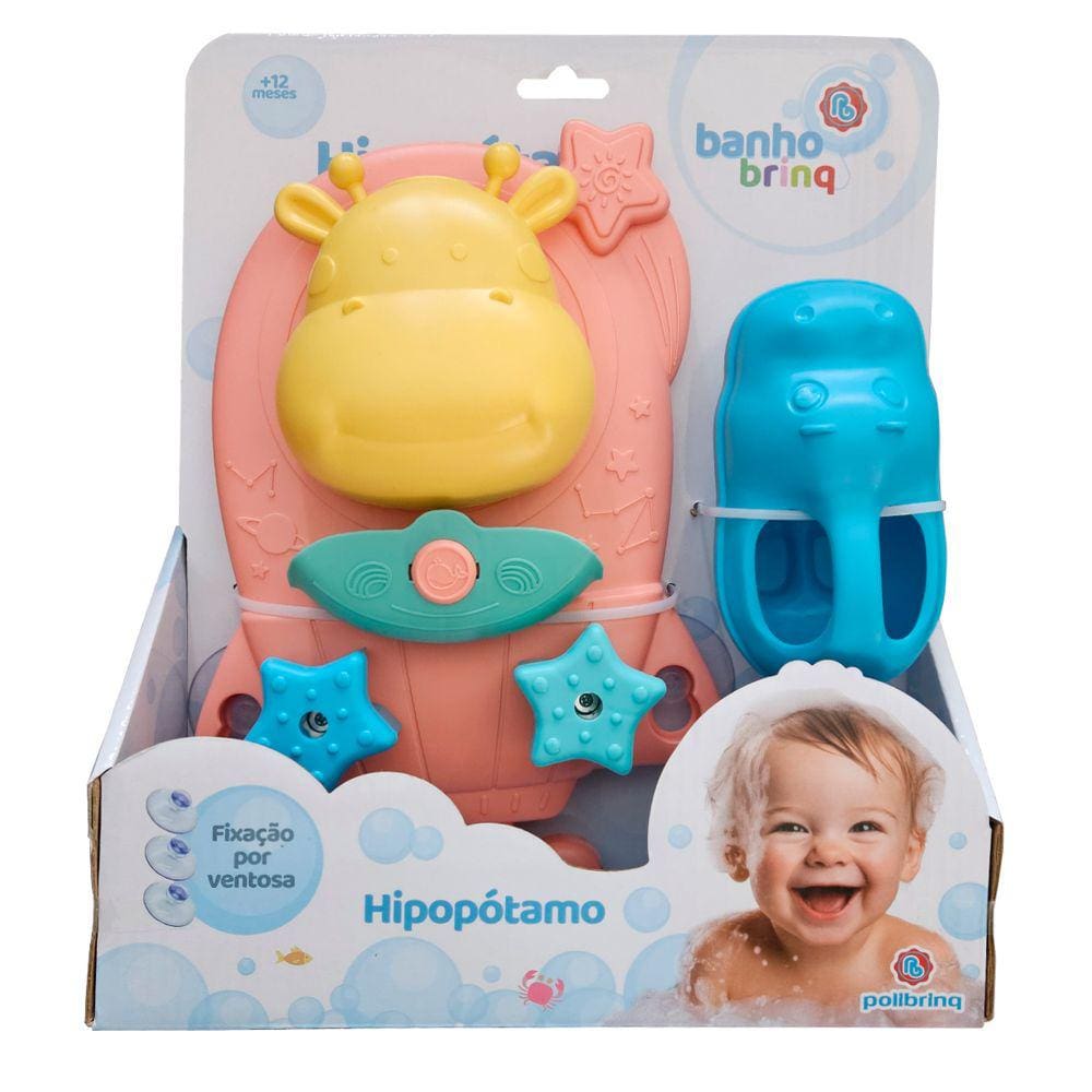 Brinquedo para Bebê Banho Hipopótamo Interativo Polibrinq