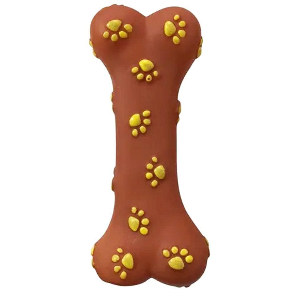 Brinquedo para cachorro ossinho mordedor sonoro Chalesco - Osso Vinil Flexível à mordida do cão 18,5cm
