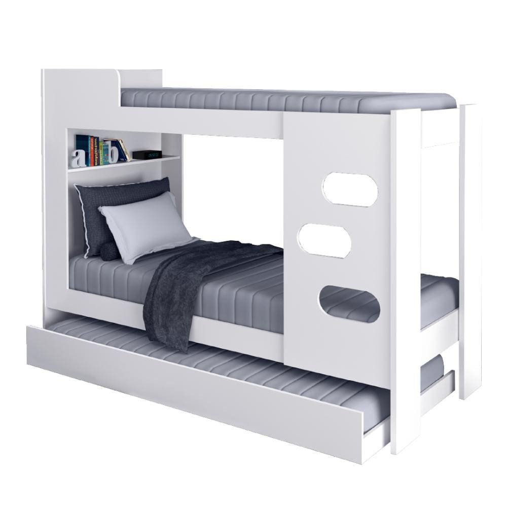 Beliche com Cama Auxiliar Floripa para Colchão 0,88m Branco J&A