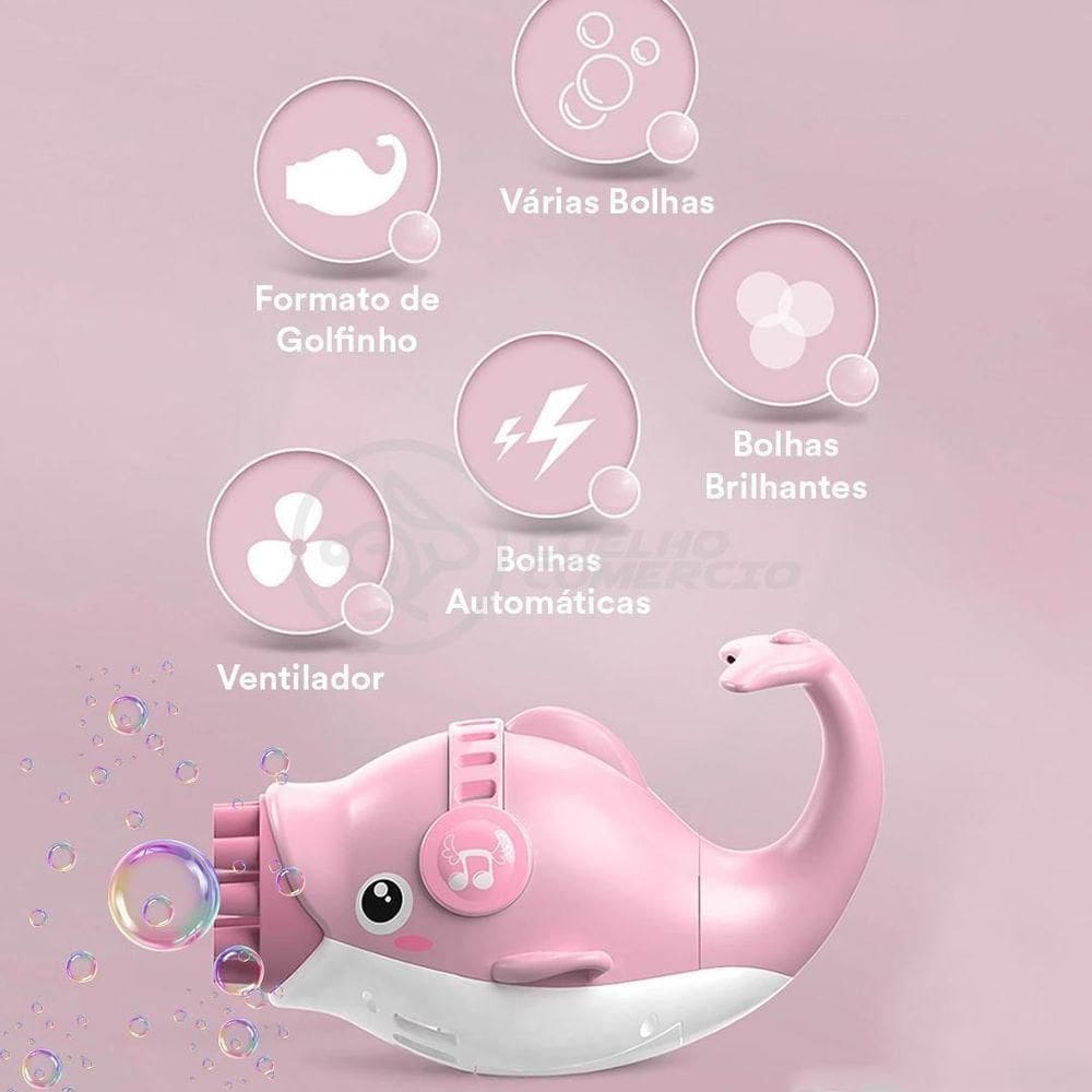 Kit 1 Golfinho Bolha Sabão Criança Infantil+ 3 Pilha Rosa 3