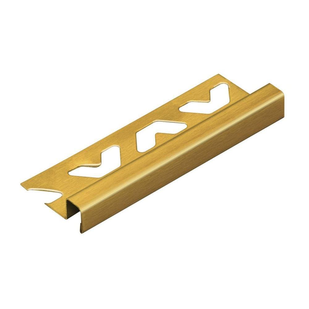 Perfil de Aço Inox para Acabamento 10mm X 1,2cm Firenze Inox Golden Escovado Viscardi - caixa com 5 Unidade - Dourado Escovado