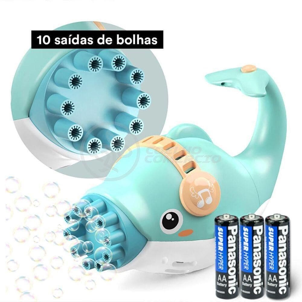Kit 1 Golfinho Bolha Sabão Criança Infantil+ 3 Pilha Azul 9