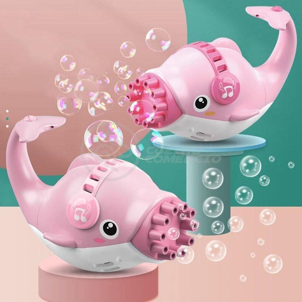 Kit 1 Golfinho Bolha Sabão Criança Infantil+ 3 Pilha Rosa 1
