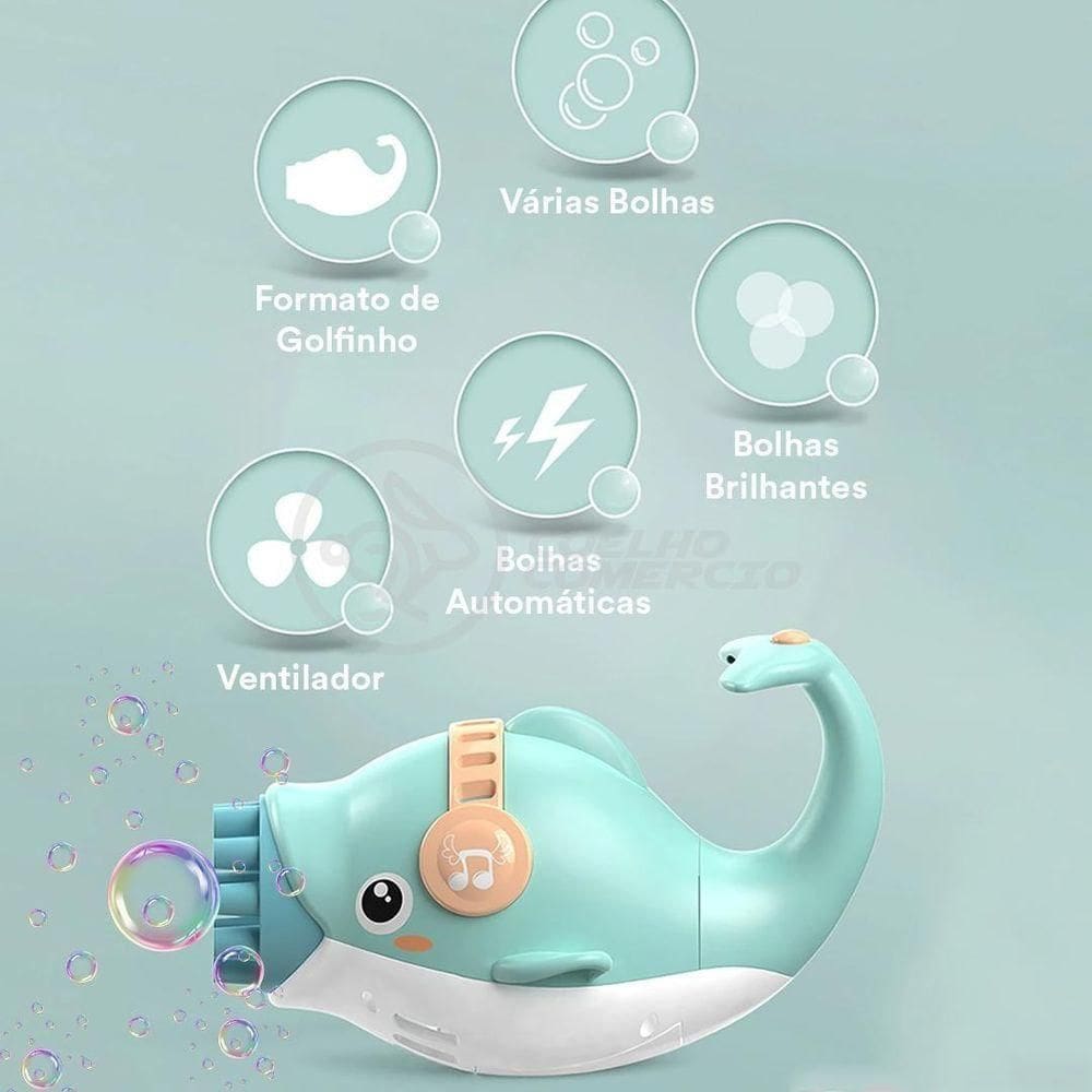 Kit 1 Golfinho Bolha Sabão Criança Infantil+ 3 Pilha Azul 3