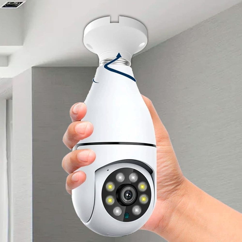 Câmera De Segurança Wifi Ip Smart Lampada E27 Com Ir