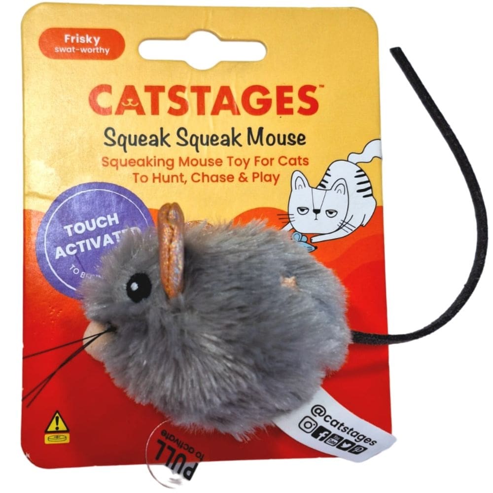 Brinquedo Sonoro Pelúcia de Gato Squeak Squeak Mouse - Petstages