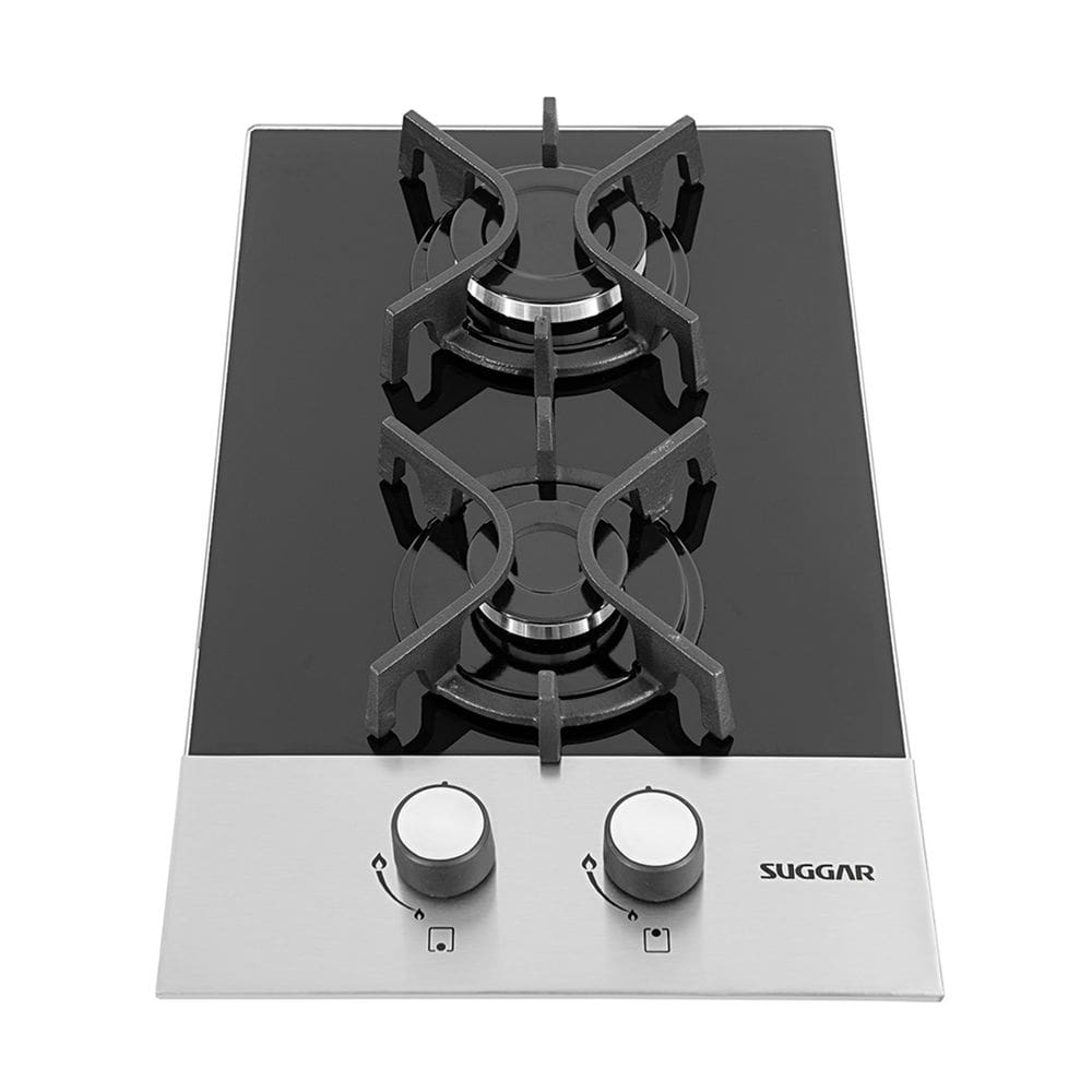 Cooktop 2 Bocas Ferro Fundido Preto com Inox à Gás SUGGAR