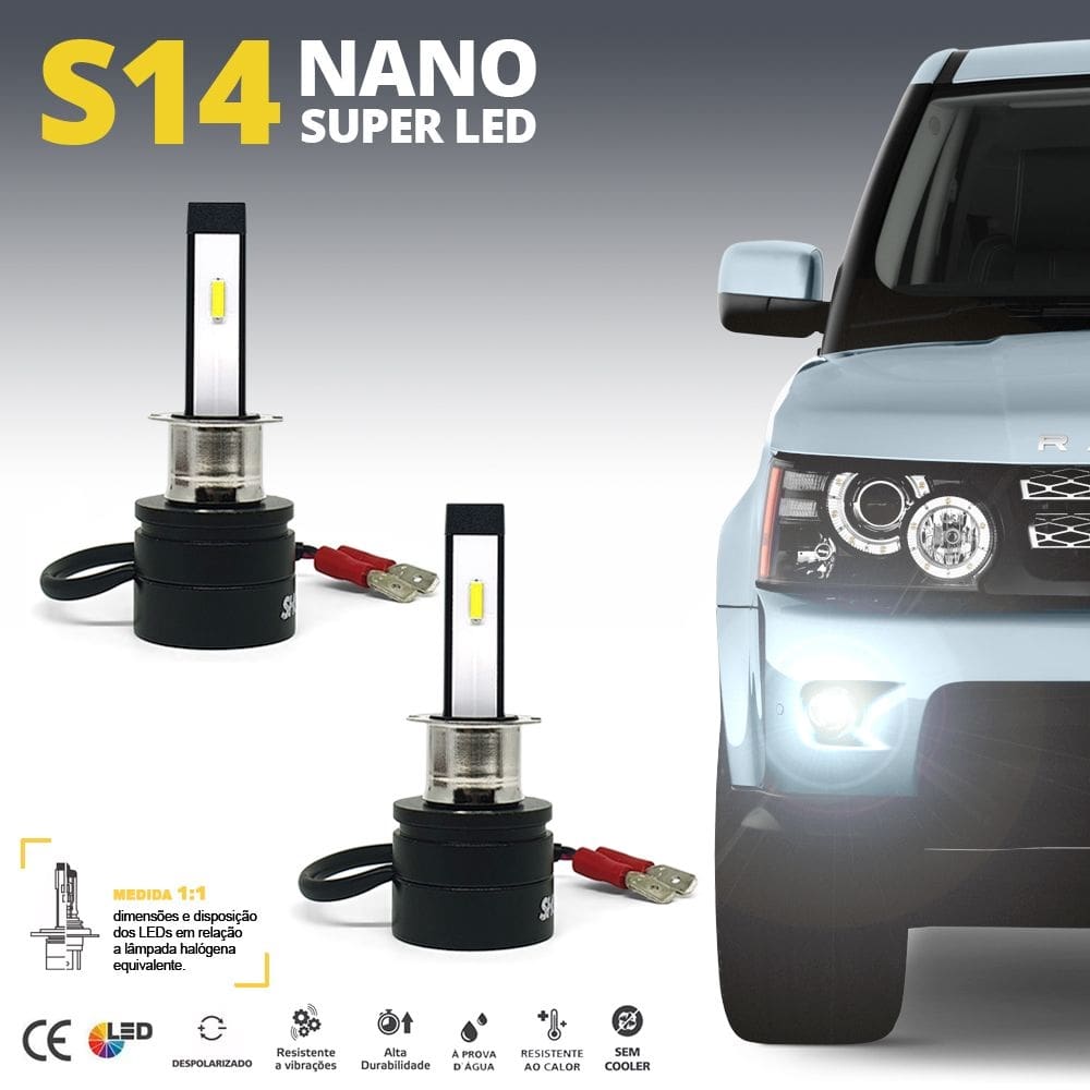 Par Lâmpadas H3 Farol Milha Montana 2004 2005 2006 2007 2008 2009 Super Led Mini Nano 6000k Sem Adaptar Furar Tampa Shocklight S14
