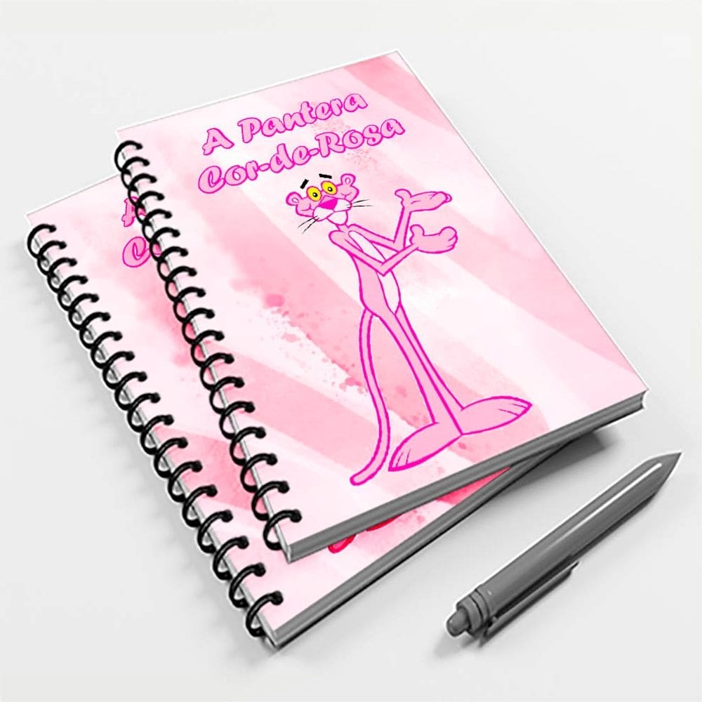 Caderno Universitário Pantera Cor de Rosa 200 Folhas