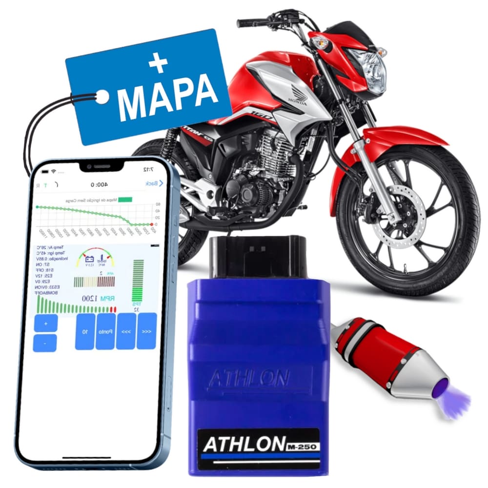 Modulo Injeção Programável Athlon M250 Motos Honda Two Step + Mapa