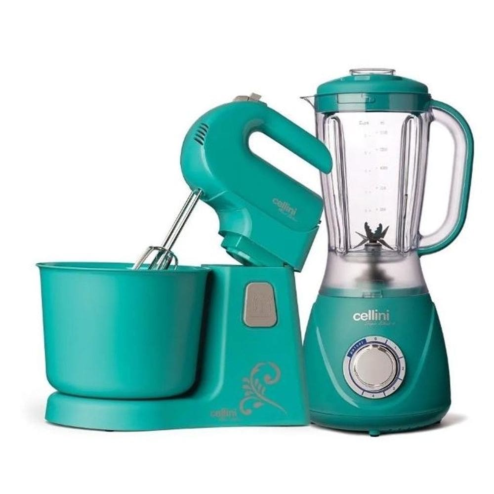 Kit Cellini Liquidificador e Batedeira Turquesa