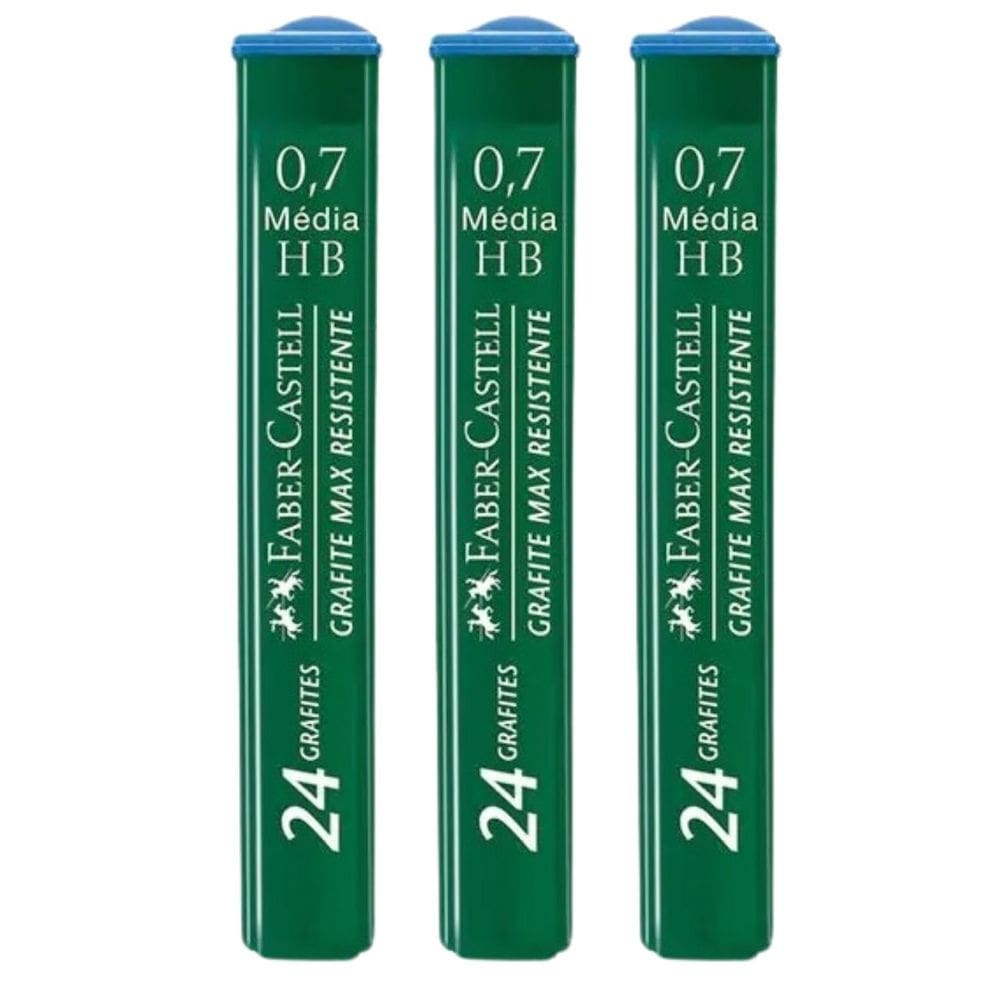 Kit 03 Tubos Grafite Técnico 0.7mm HB, 2B ou B c/ 24 Minas Cada FABER-CASTELL (Graduação à Escolher)