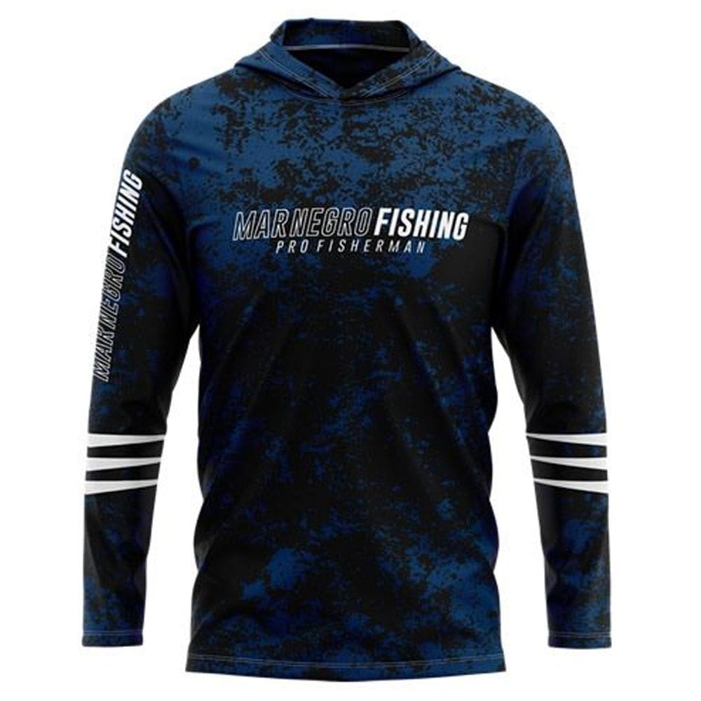 Camisa Pesca Camiseta Mar Negro Sublimada Azul Preto Com Capuz Tamanhos Especiais