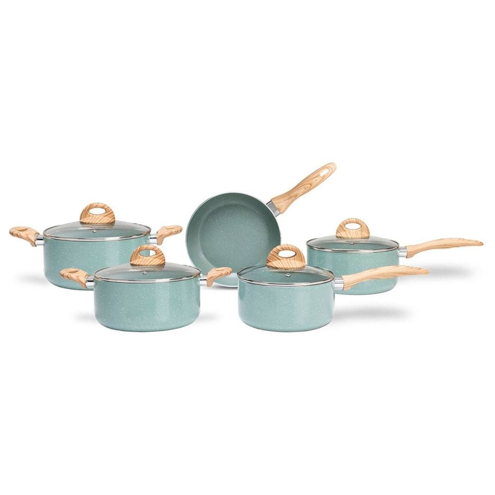 Jogo de Panelas Brinox Antiaderente Ceramic Life 5 Peças Botanika com Indução Verde