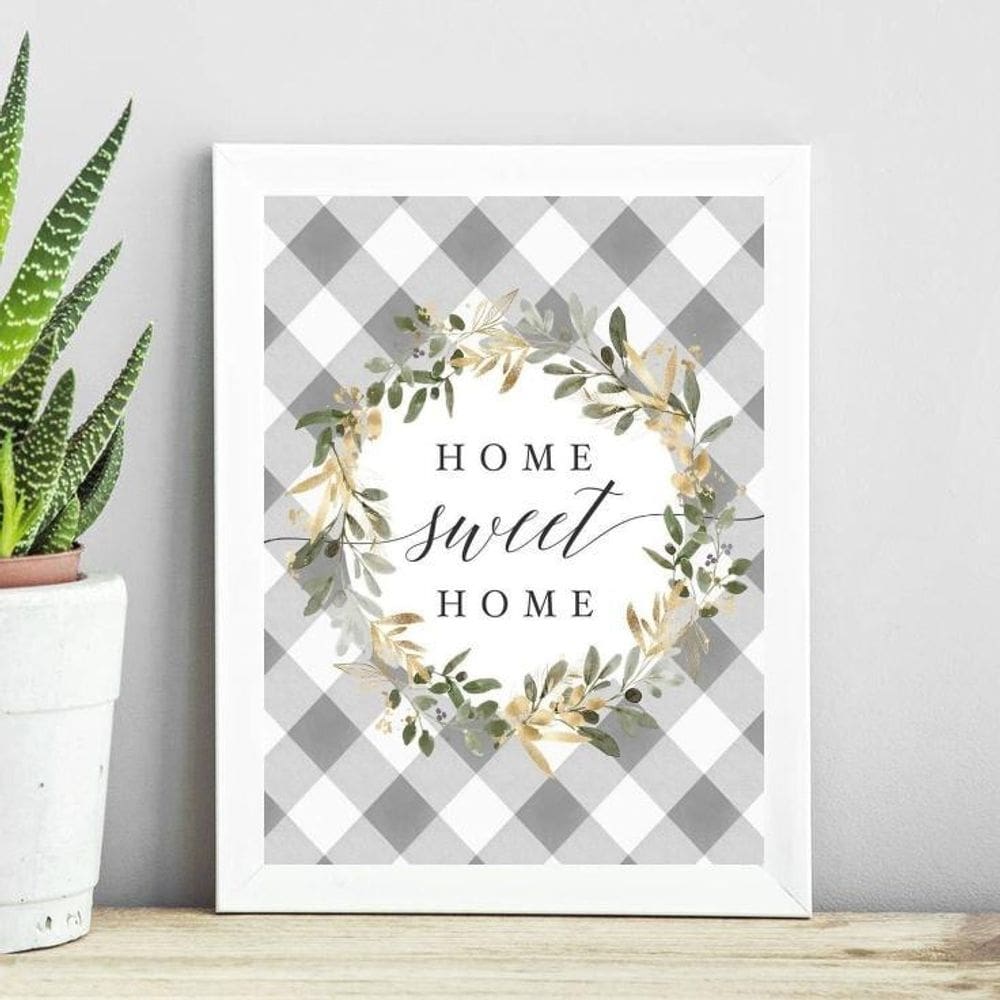 Quadro Home Sweet Home - Cinza 33X24Cm