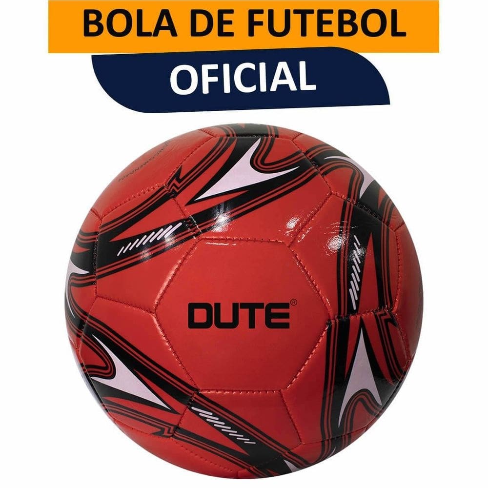 Bola de Futebol Tamanho Oficial Número 5 Costurada Couro Sintético Vermelho