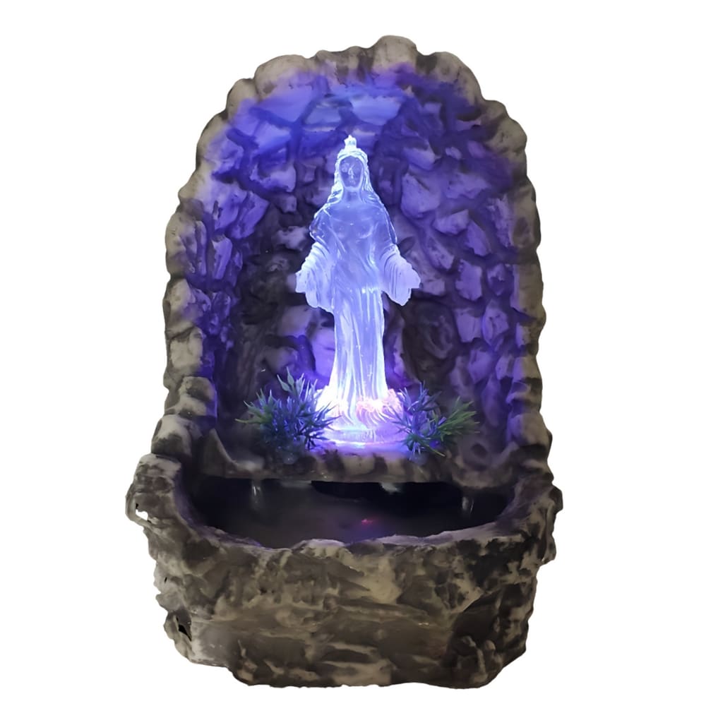Fonte de água decorativa Iemanjá gruta com luz colorida