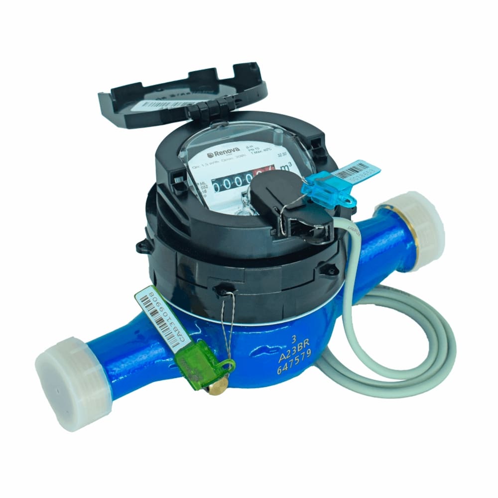 Hidrômetro Multijato 3/4`` Qmáx 3m³/h x190mm Equipado com Saída Pulsada | Renova Medição