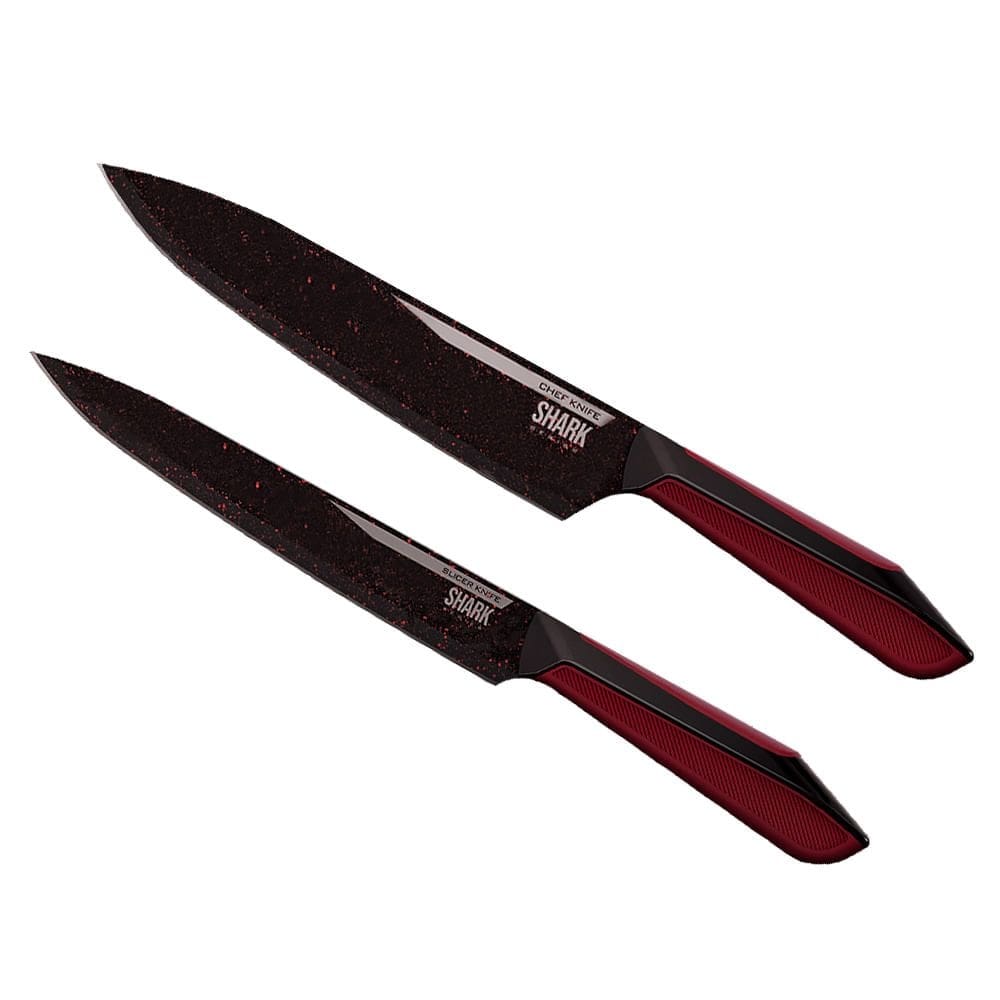 Conjunto de Facas Ichef Polishop - Professional Cut - Shark Series - Red