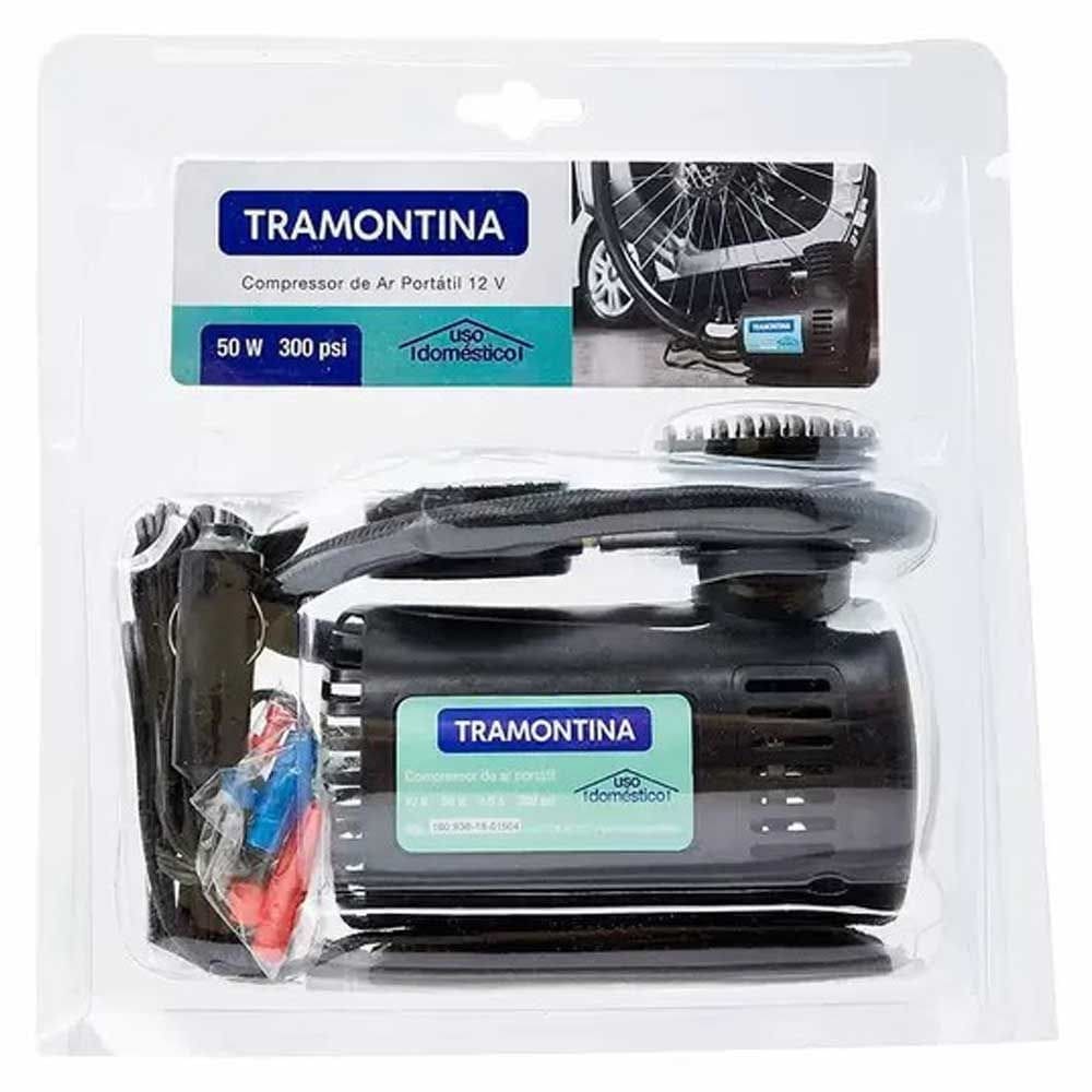 Compressor de Ar Portátil Tramontina 12v Para Carros 300 psi 50w