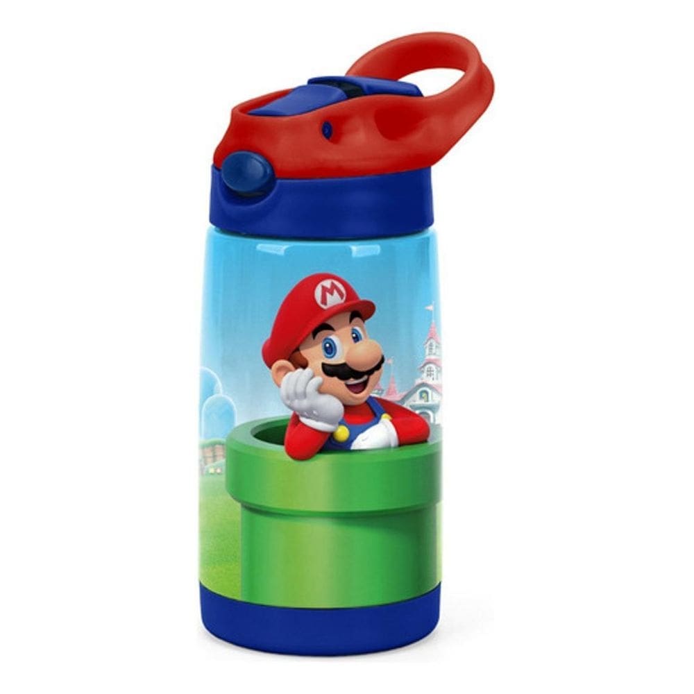 Garrafa de Aço Inoxidável 500ml Super Mario com Canudo