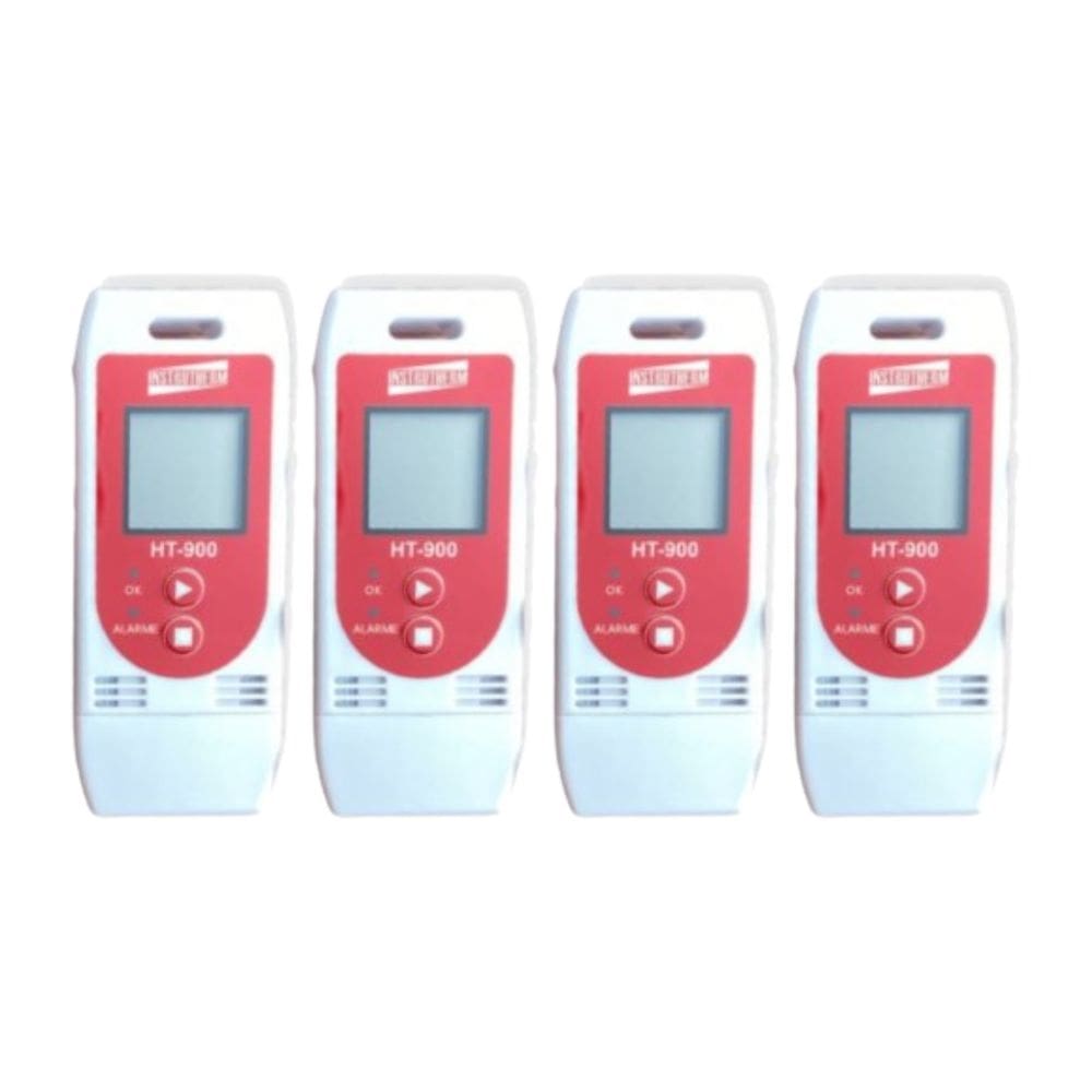 Kit 4 Datalogger Digital Temperatura Umidade 32000 Leituras Alarme Usb Ht-900 Portátil Instrutherm