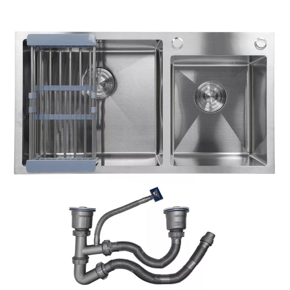 Cuba Cozinha Goumert Dupla Aço Inox Escovado Escorredor Lava Louça Luxo Lavabo Casa Balcao Copa Restaurante Area Externa