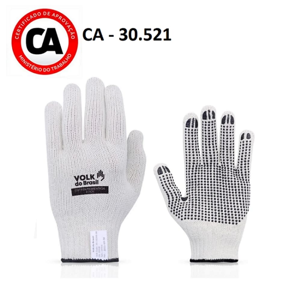 Luva de Algodão Tricotada Pigmentada Volk (12 Pares)