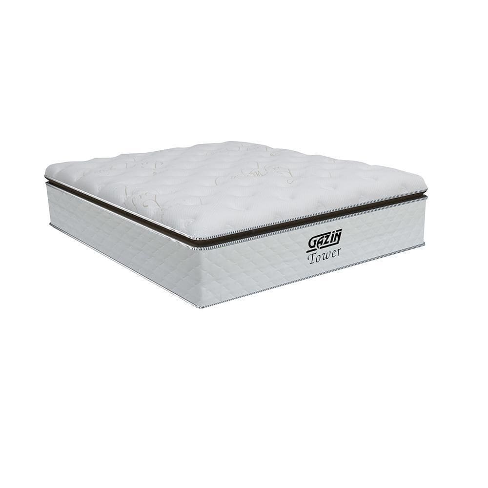 Colchão Casal Molas Ensacadas Tower 138x188x34cm Branco/Marrom - Suporta até 120Kg por Pessoa