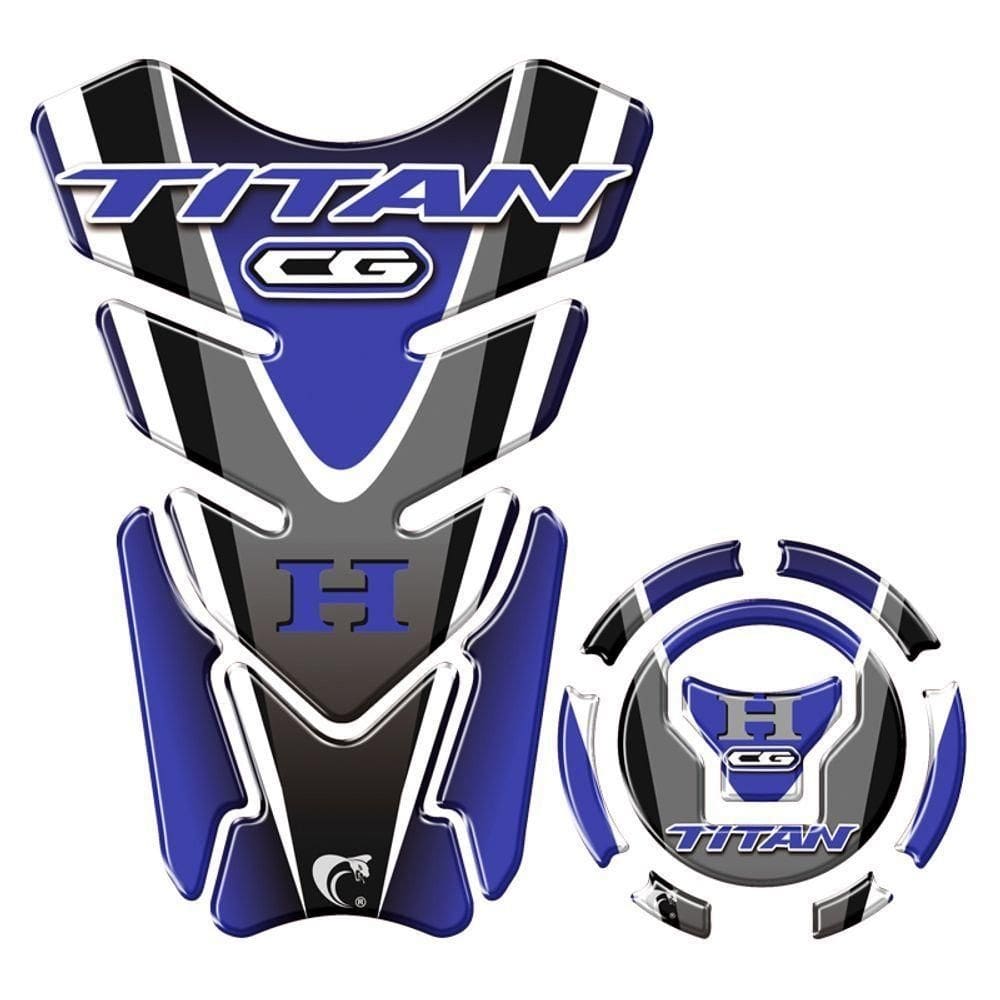 Kit Adesivo Protetor De Tanque E Bocal Honda Cg Titan Azul Azul