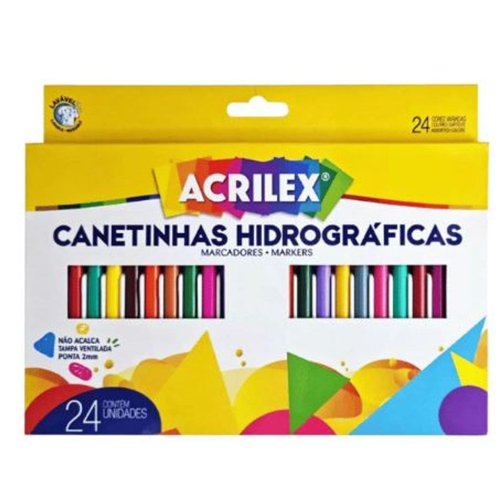 Canetinhas Hidrograficas Acrilex 24 Cores