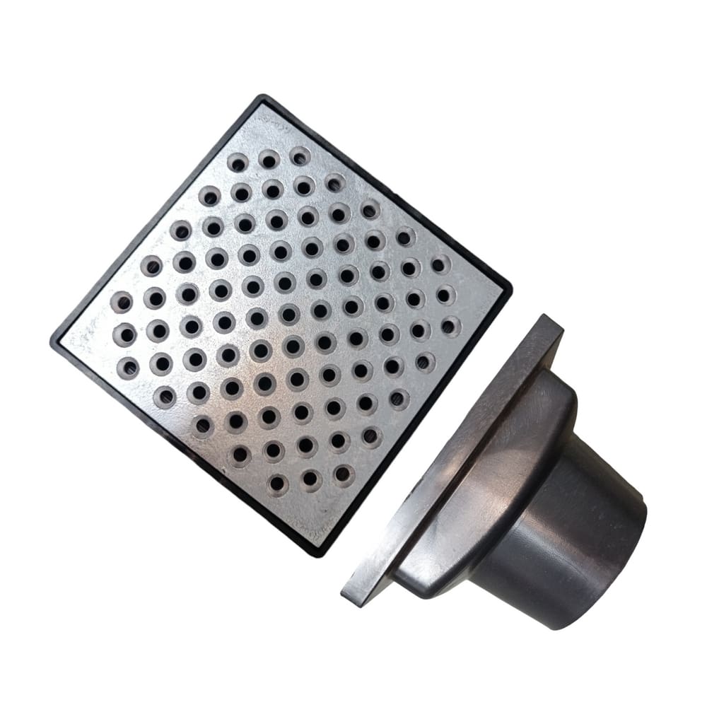 Ralo 15x15 Aluminio Perfurado Coletor Águas Pluviais Saída Fundo 75mm - 14cm x 14cm