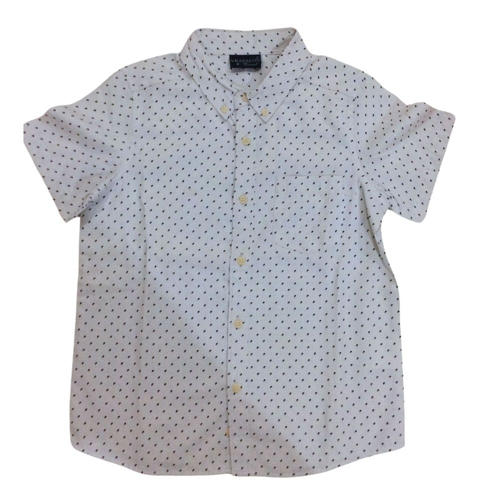 Camisa infantil masc Vrasalon branca/marinho