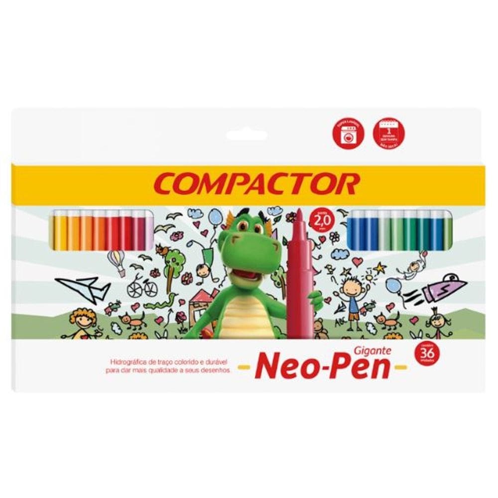 Canetinha Hidrografica Neon - Pen Gigante 36 cores