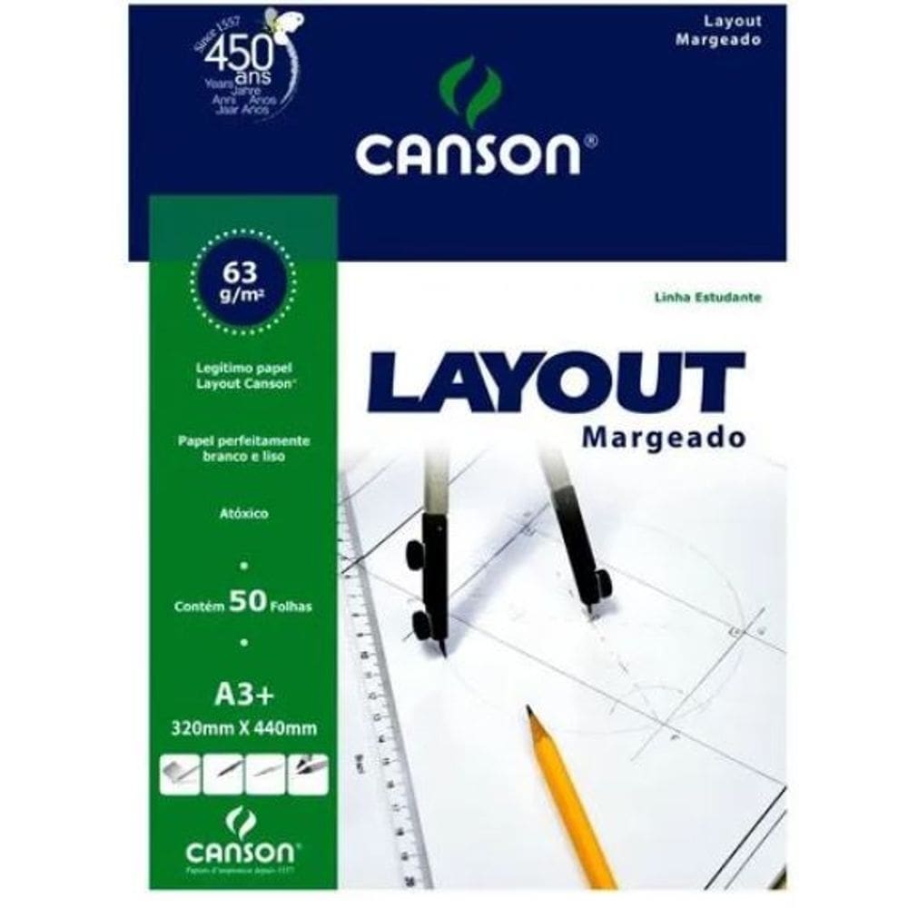 Bloco Layout Margeado A3+ 63g 50 Folhas Canson