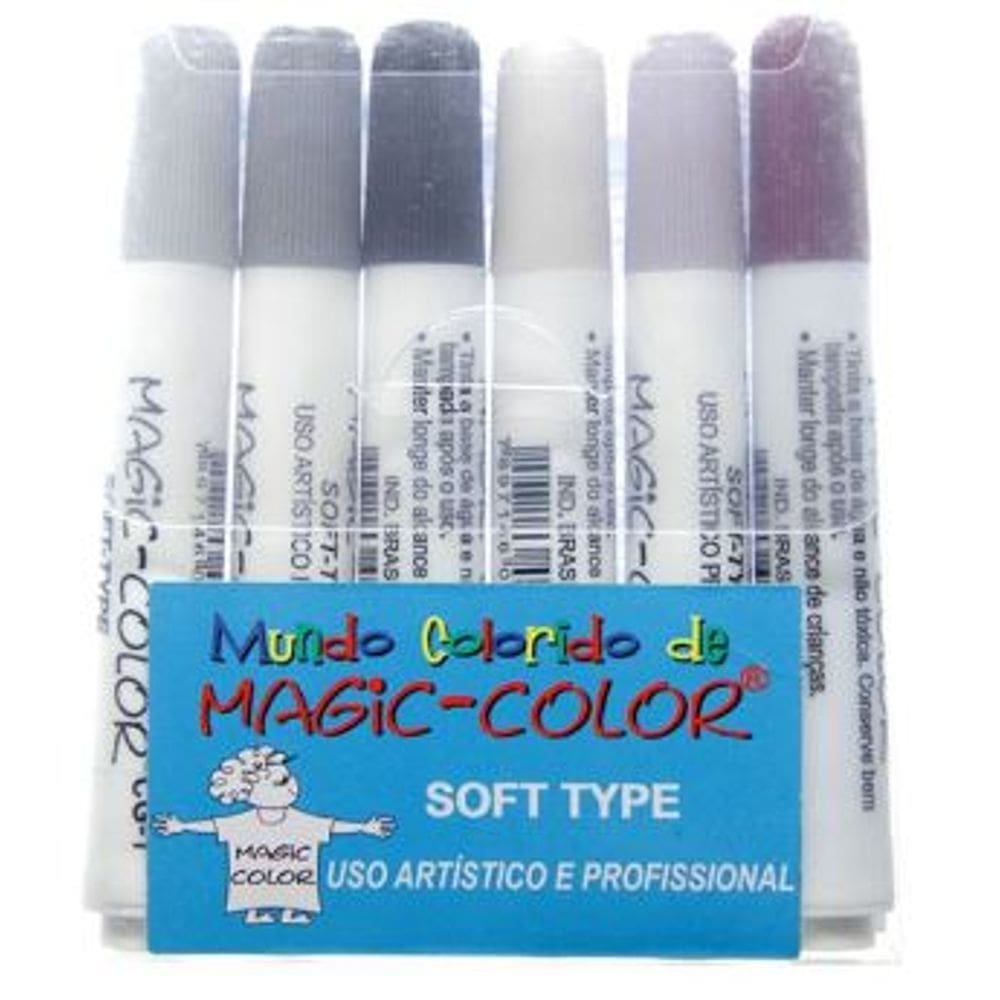 Marcador Magic Color Soft Type 6 Cores Tons de Cinza
