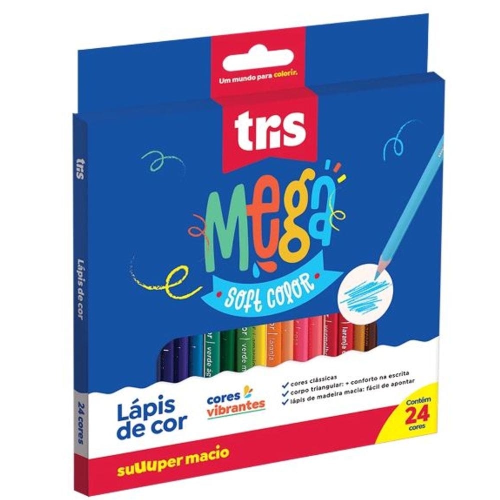 Lápis de Cor Tris Mega Soft 24 Cores