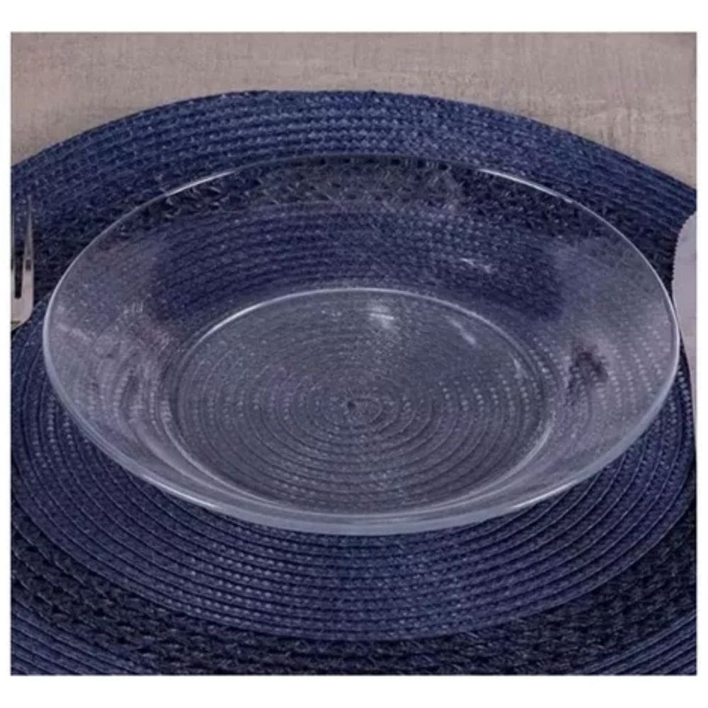 Jogo De 06 pçs Pratos de Vidro Fundos 22 cm Transparentes