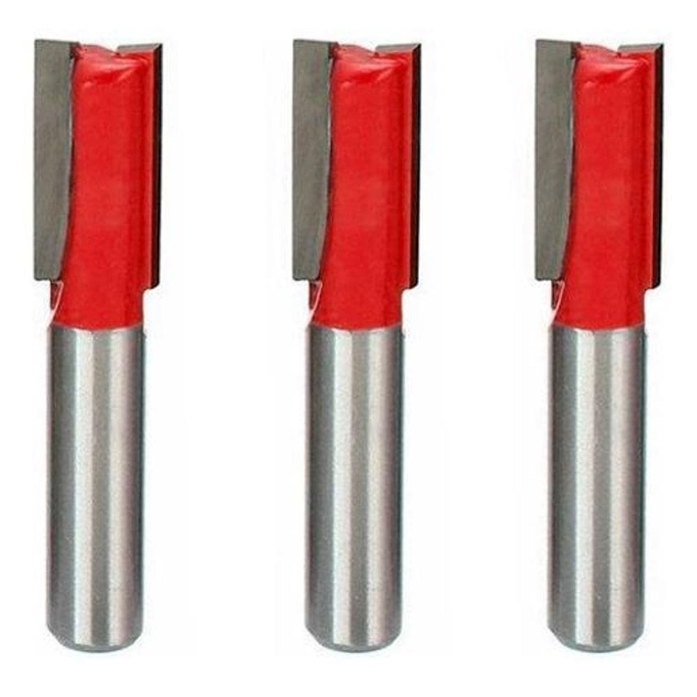 Kit 3 Fresa Reta 10Mm Haste 6Mm Corte Duplo Madeira Tupia