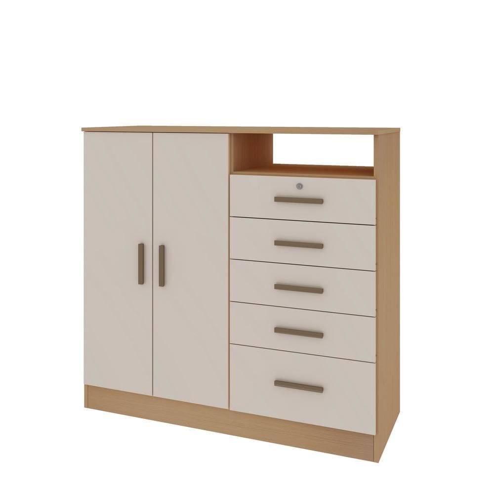 Comoda Guatemala 2 Portas 5 Gavetas Freijo / Off White