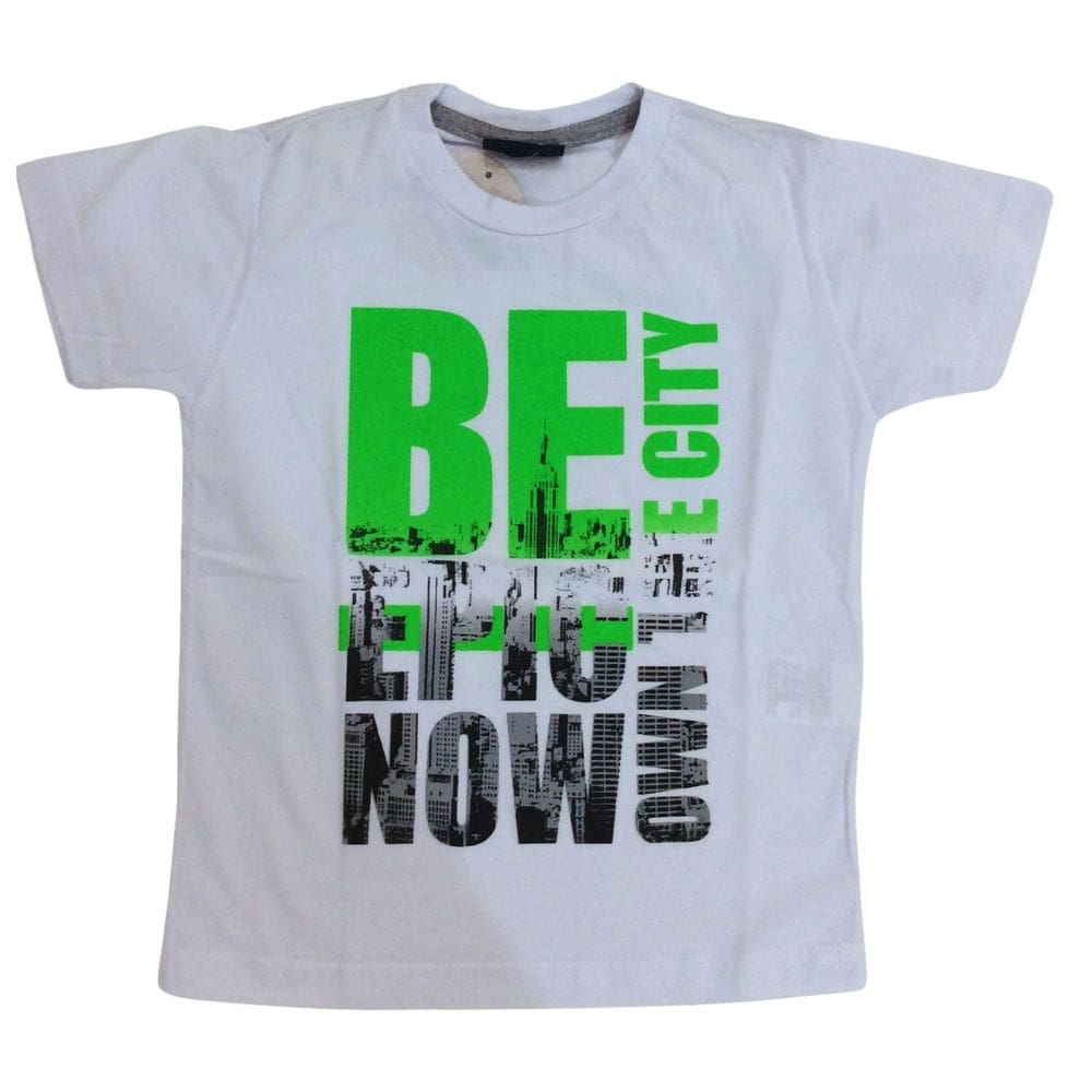 Camiseta Vrasalon Masc Branca e Verde Manga Curta