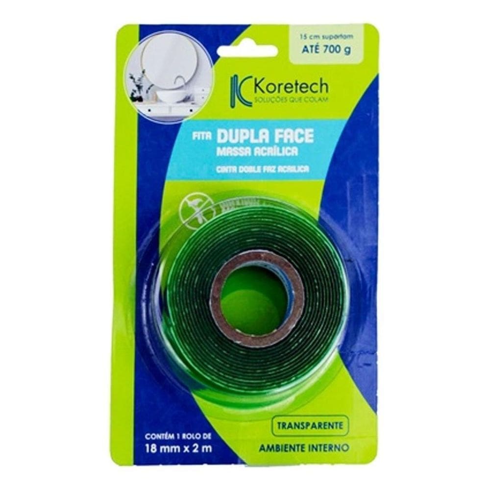 Fita Dupla Face Transparente 18Mm X 2M Koretech - 200847