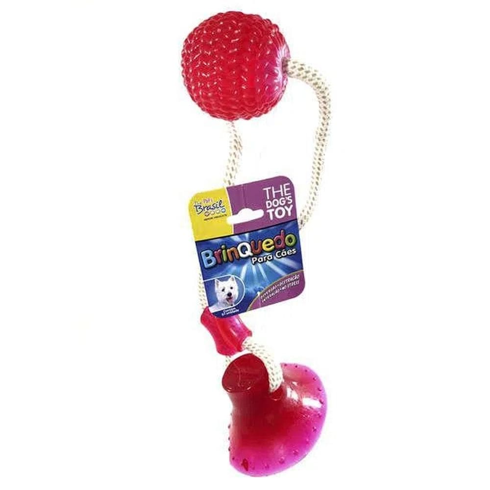 Brinquedo Mordedor para Cachorro Bola Com Ventosa e corda Funciona Como Cabo de Guerra The Pets Brasil