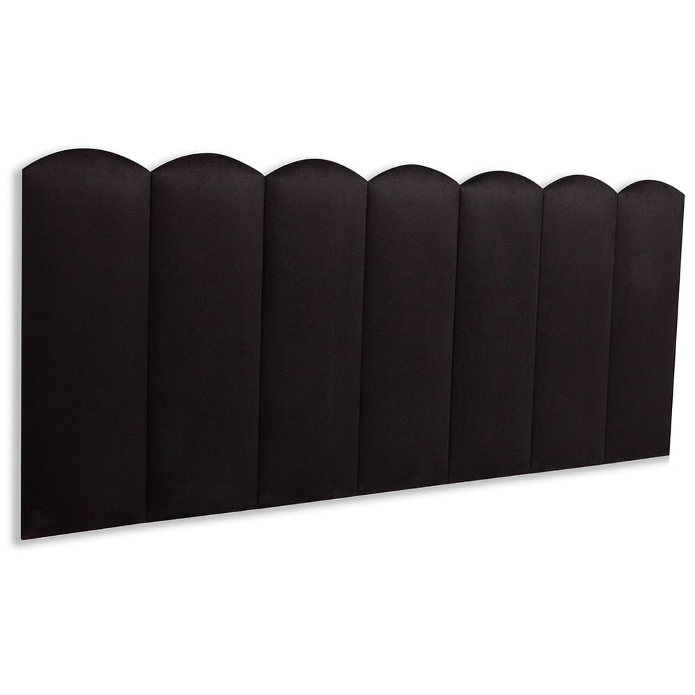 Cabeceira Casal Estofada  Kit 7 Placas  Nuvem - Suede Preto