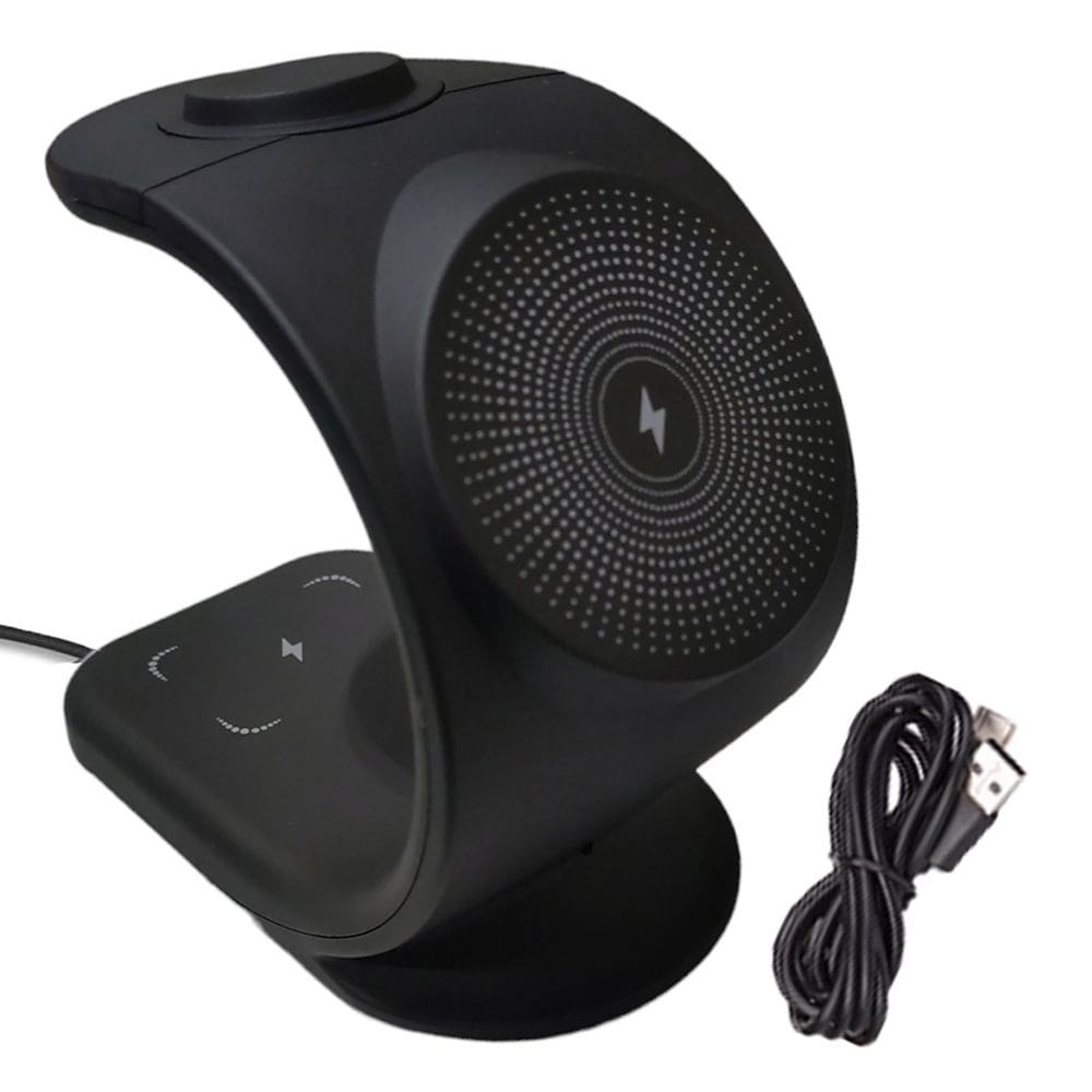 Carregador Induçao Celular Telefone Relogio Fone Ouvido Carregamento Rapido Magnetico 15W Wireless 3 Em 1 Mesa Escrivania Escritorio Casa Trabalho