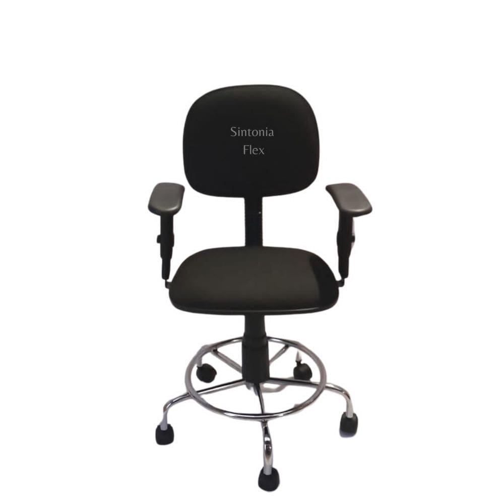 Cadeira Secretaria Giratoria Pistão A Gás Base Cromada